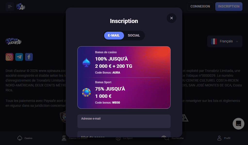 Inscription et Login Rapide à Spin-Aura France en 2026 et Grand Succès !