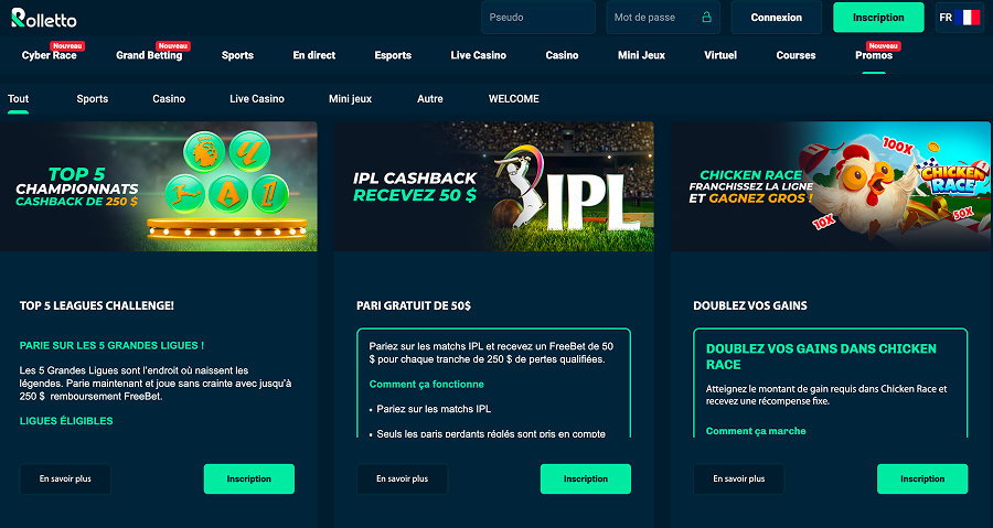 Rolletto online casino Bonus